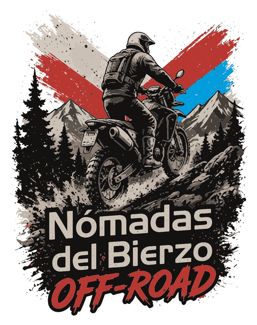 La misma ilustración redibujada en vectorial: negros densos, rojo saturado, azul cian limpio y contornos definidos, lista para impresión textil.